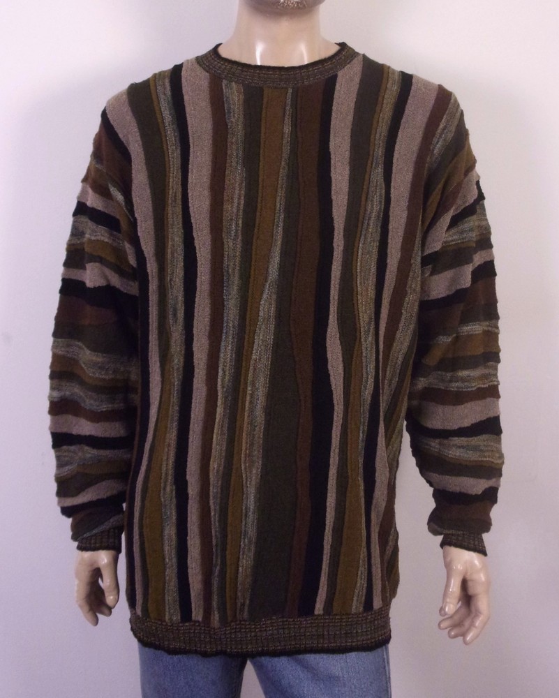 vintage 90s EUC Alexander Lloyd Earth Tone Coogi Style Sweater Biggie Rap 2XLT