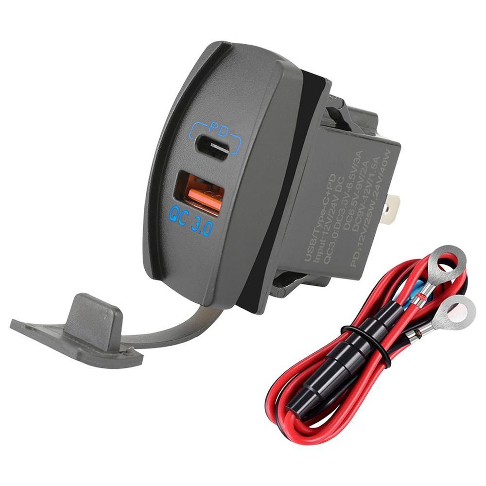 PD Fast Car Charger with Dual USB & Type-C Ports for Touring – Model T7N7