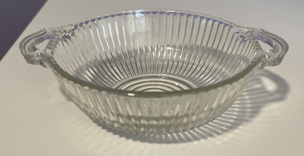 Anchor Hocking Queen Mary Clear Small Fruit Dessert Bowl w/ Handles Nappy 5 7/8