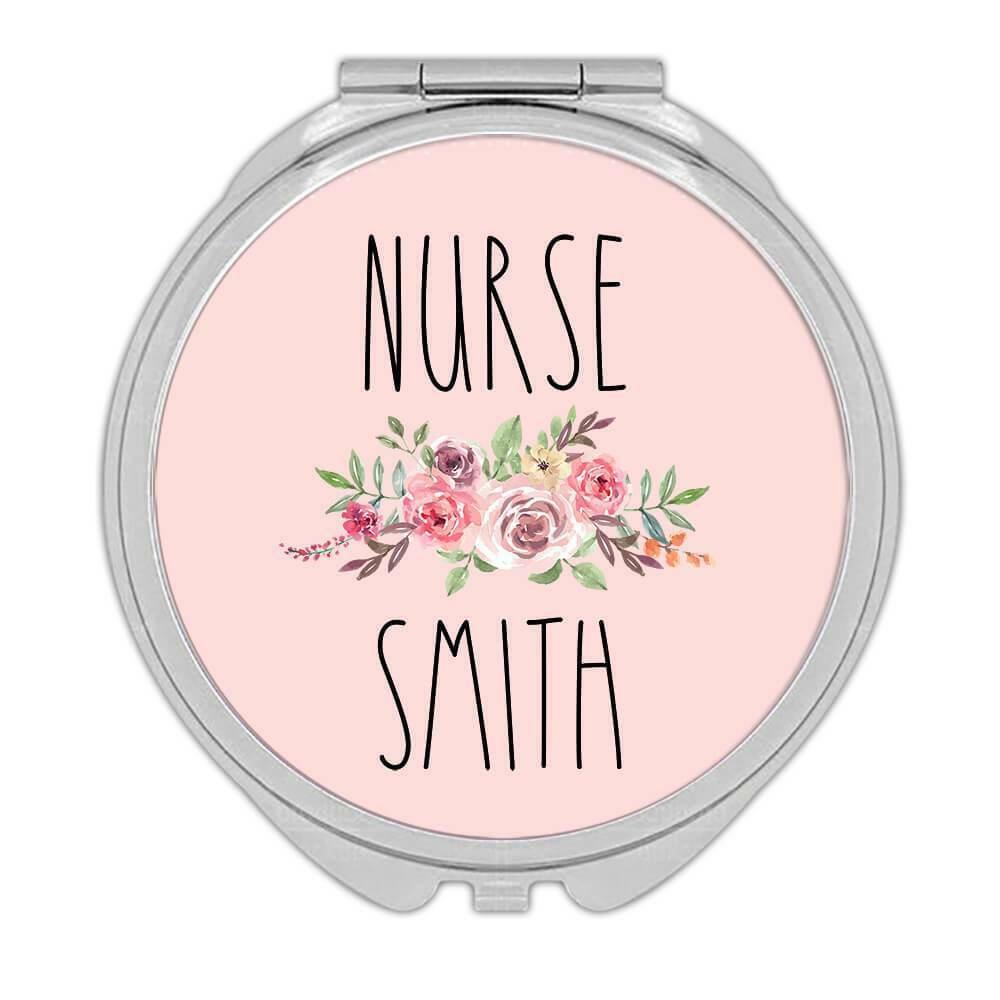 Gift Compact Mirror : Personalized Nurse Last Name Family Job Office Coworker