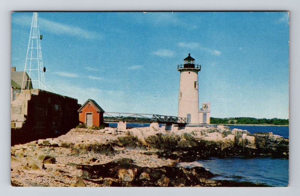 Scenic View Lighthouse And Dock, Vintage Postcard