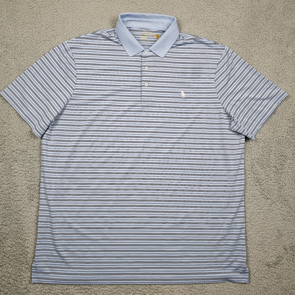 Polo Ralph Lauren Performance Shirt Mens XL Blue Striped Golf Stretch Collared