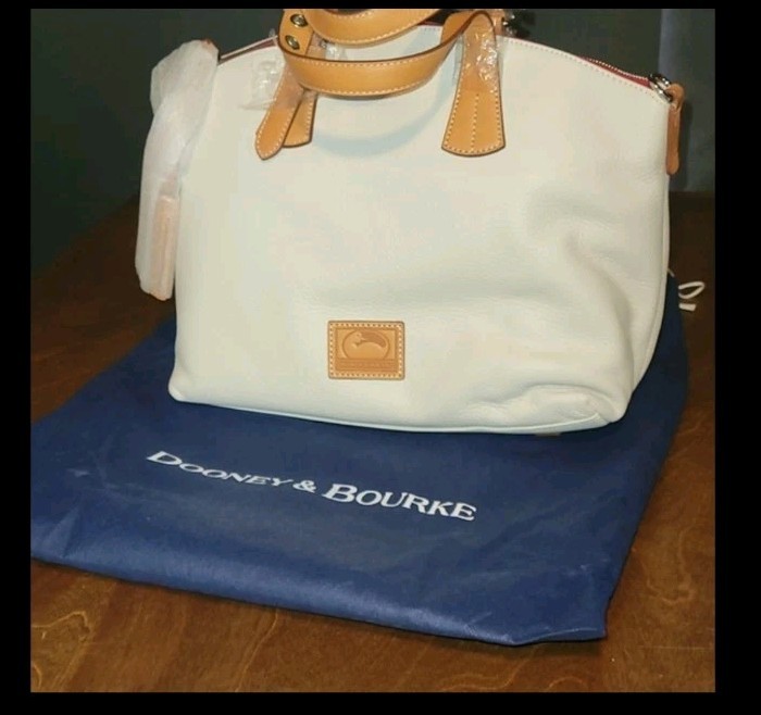 Dooney & Bourke Pebble Grain Trina Satchel NEW Bone leather bag shoulder strap