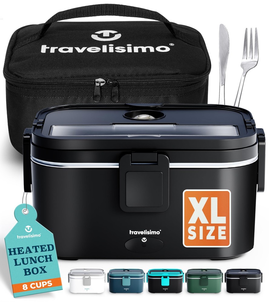 Extra-Large 80W Electric Lunch Box for Adults Holds 8 Cups Heated Meals On the Go