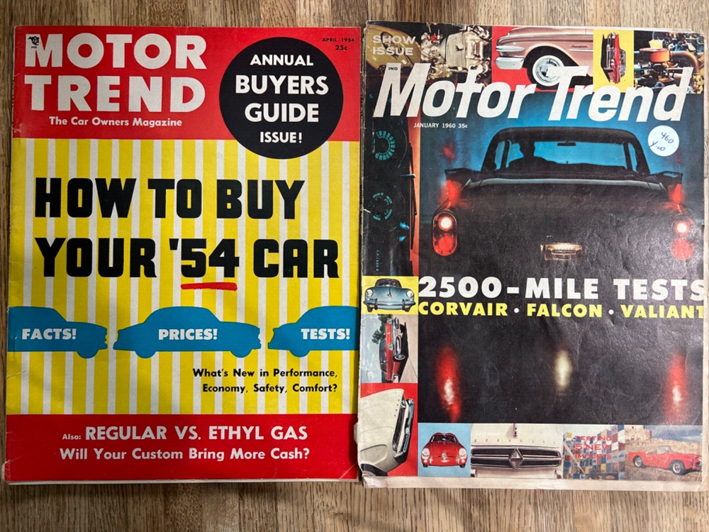 Vintage Motor Trend Magazines: Apr 1954 and Jan  1960 (lot of 2)