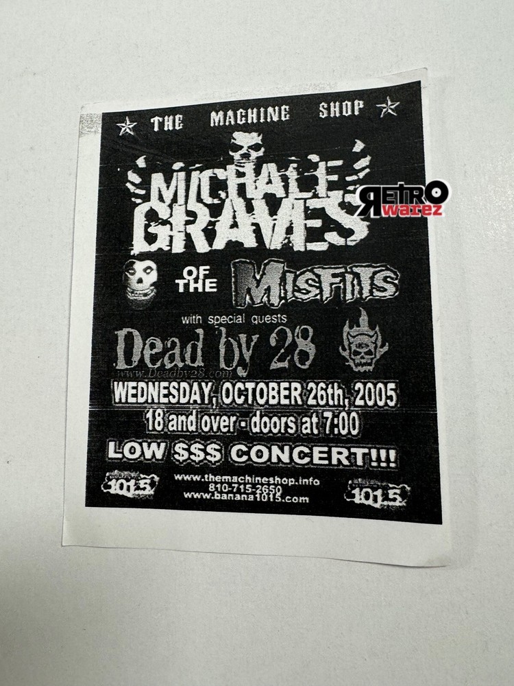 Michael Graves - Concert Small Flyer 4.25x5.5” The Misfits Dead By 28 2005