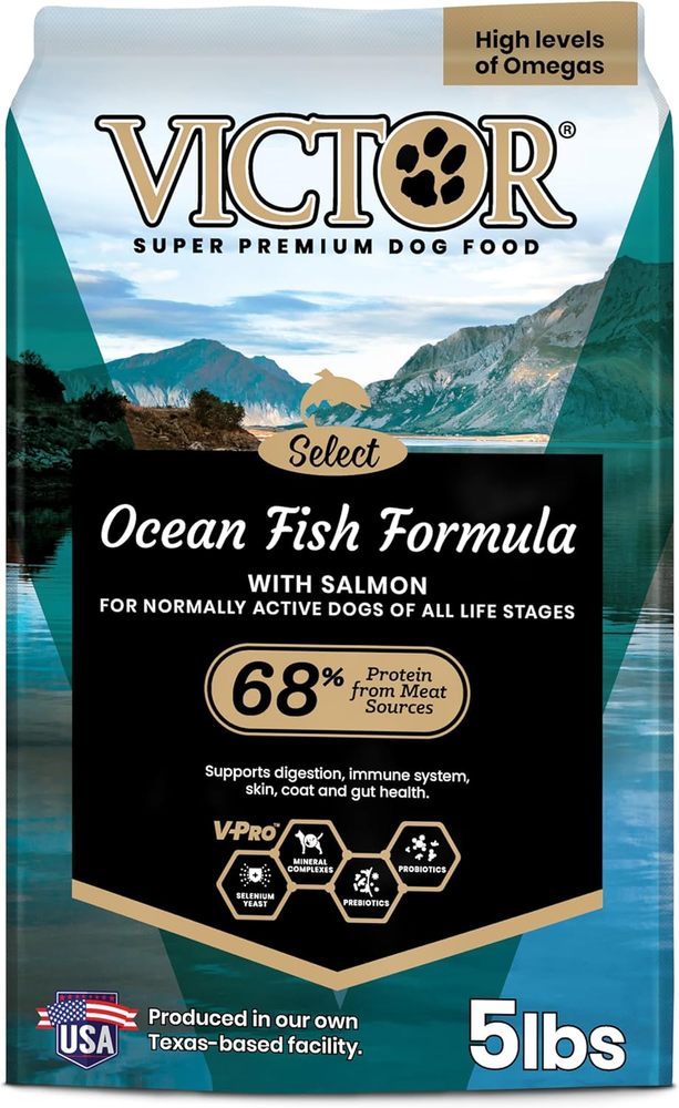 Super Premium Dog Dry Kibble Food–Ocean Fish Formula with Salmon–Omega3 Omega-6