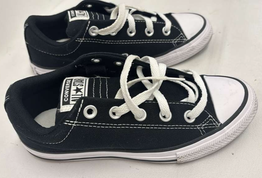 Kids Converse All Star Street US 3 Black Canvas Sneakers Low Top Pre-Owned