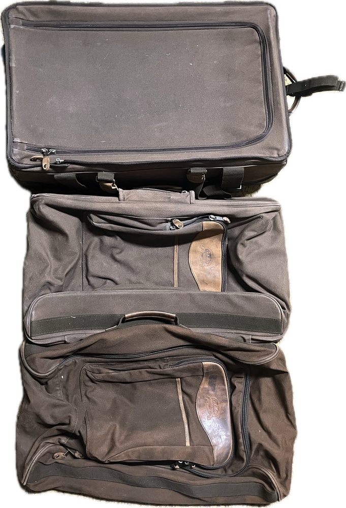 Vintage Cabelas Outback Deluxe Hunting Traveling Suitcase 3 Piece Set