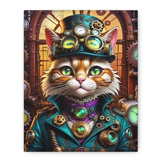 Steampunk Cat Wall Art for Fantasy Home Decor Lovers