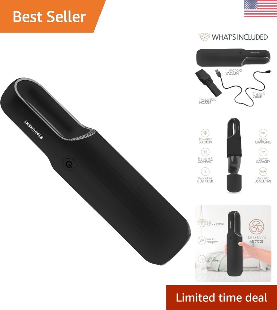 Battery-Powered Handheld Vacuum with 20-Minute Runtime for Versatile Cleaning