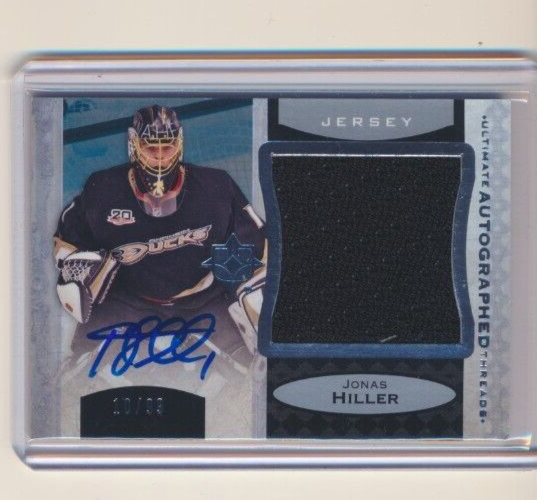 2013-14 UD Ultimate Collection Jonas Hiller Autographed Threads AUTO /99 Ducks