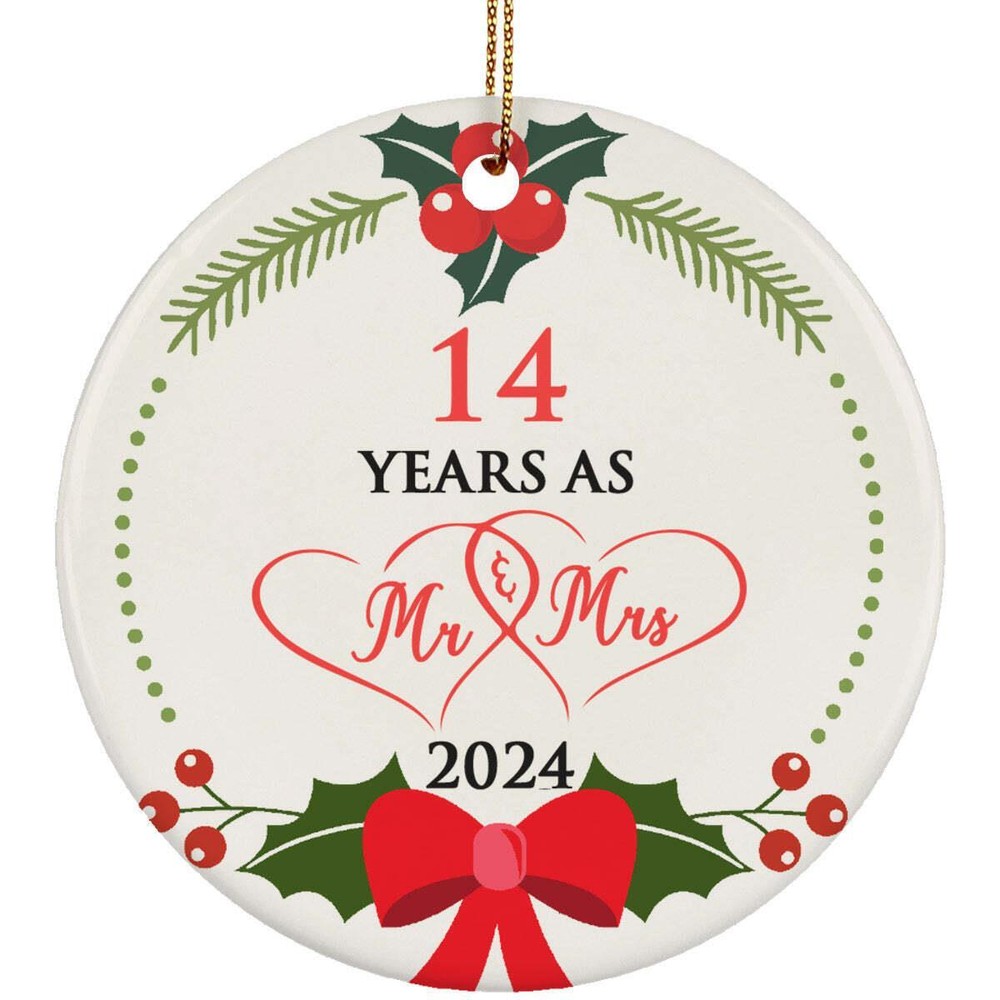 14th Anniversary Ornament 14 Years As Mr   Mrs Christmas Ornament Keepsake Gift