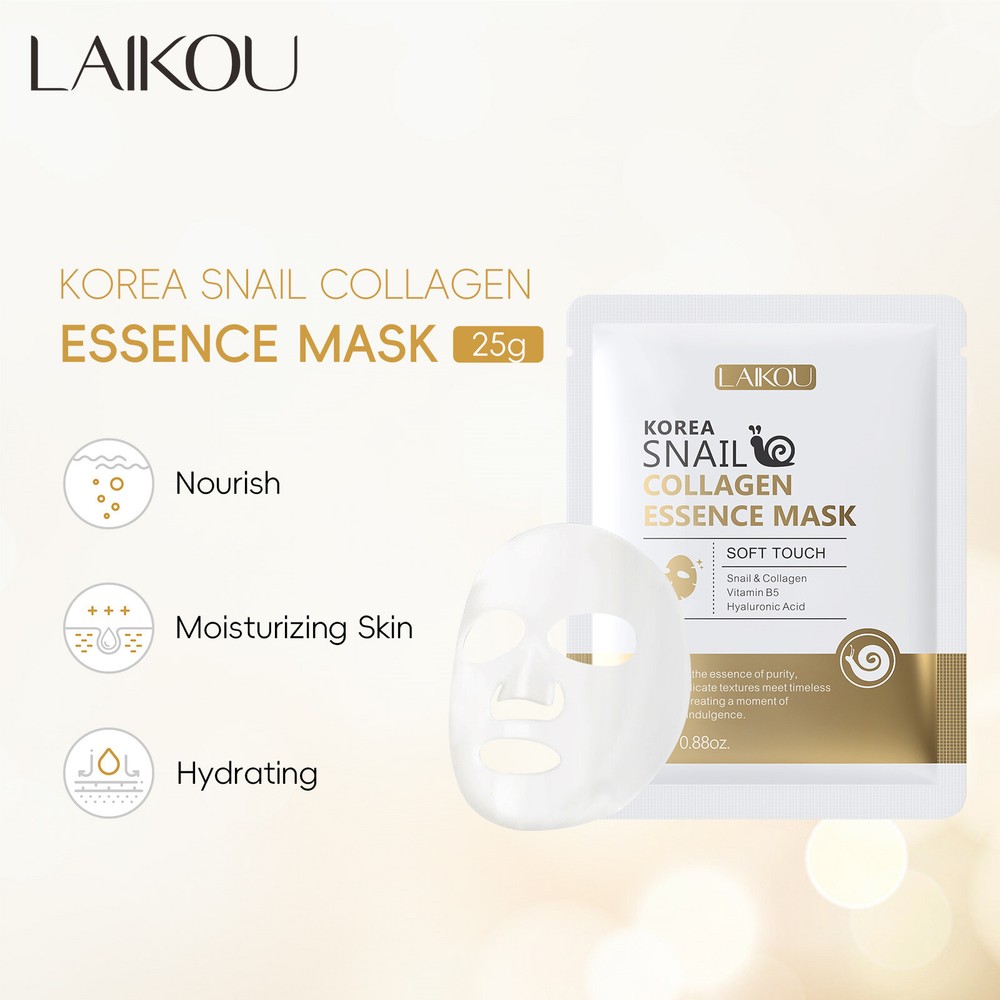 5pcs Korean Snail Mucin Face Masks for Moisturizing & Cleansing Skincare