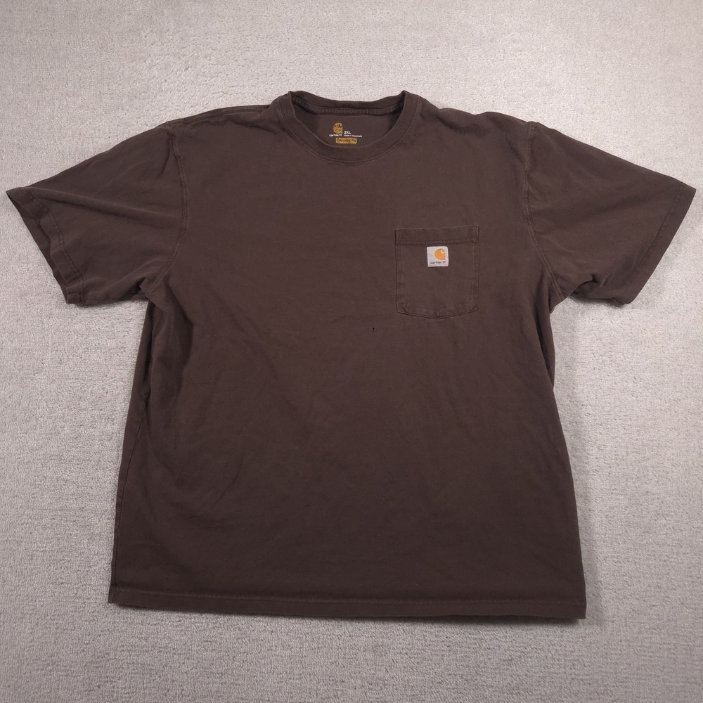 Carhartt Shirt Mens 2XL Brown Pocket Workwear Relaxed Fit Tagless Tee Crewneck