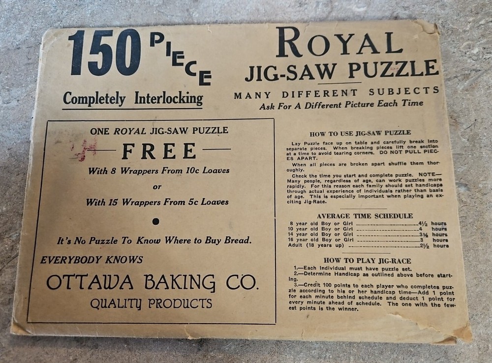 Antique Ottawa Baking Promotional Puzzle