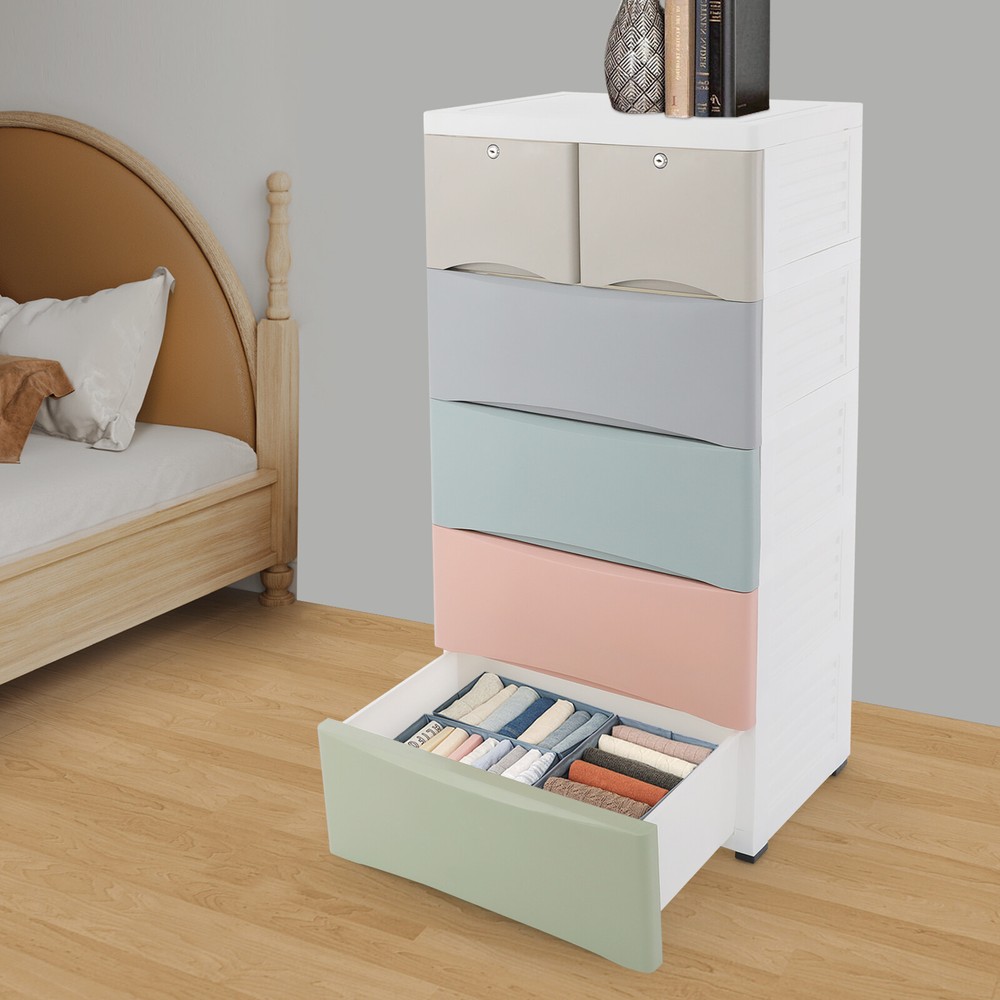 6-Drawer Tall Dresser Storage Cabinet for Bedroom Organization