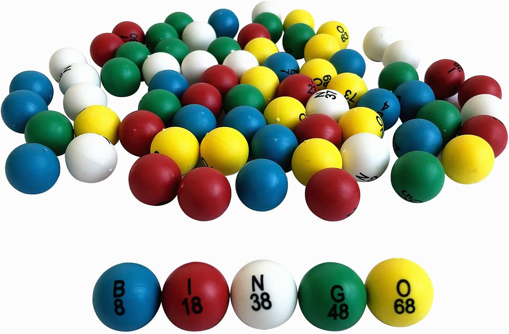 7/8 Inch Bingo Balls for Jumbo Bingo Cages and Bingo Boards, Easy Read, 75 Count