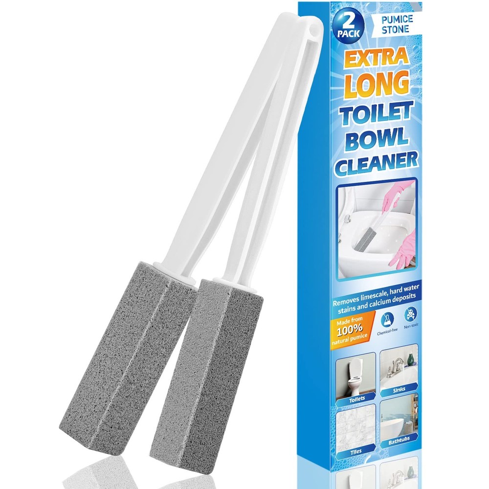 2 Pack Extra Long Handle Pumice Stone for Toilet Cleaning