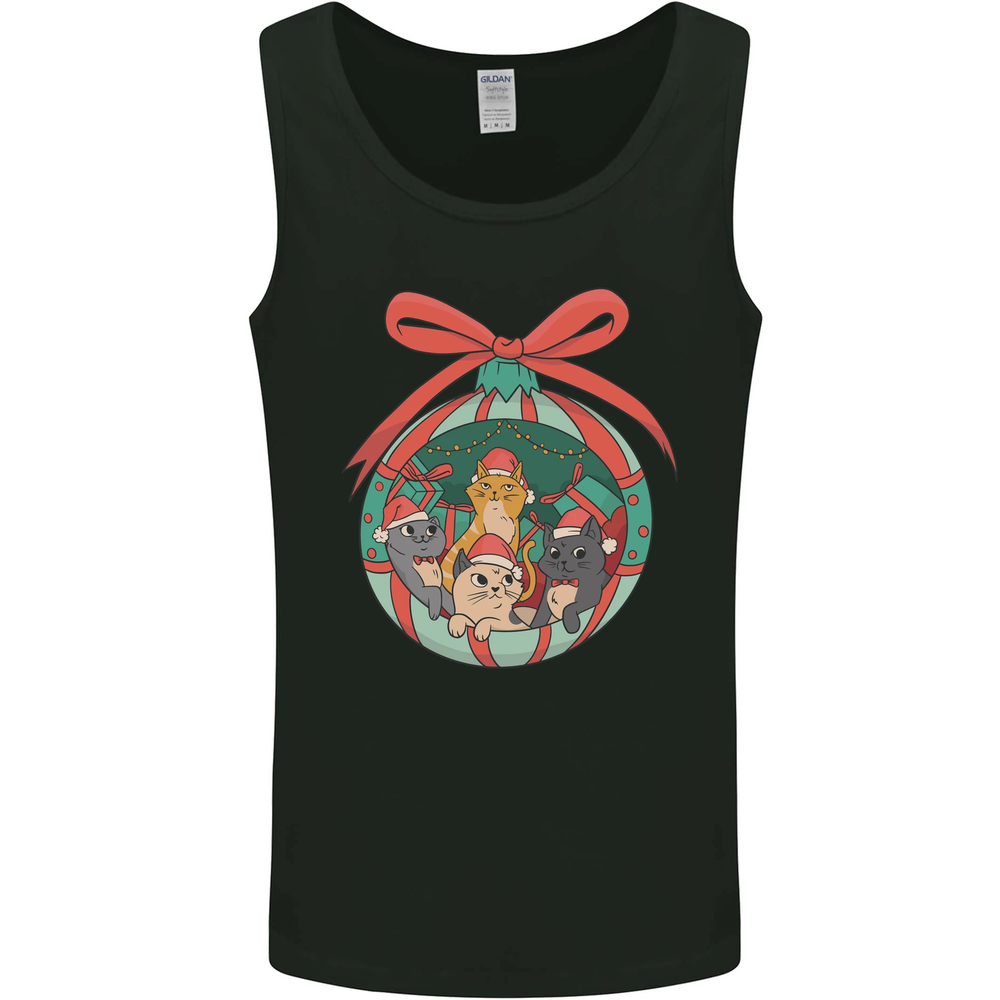 Funny Christmas Cats Bauble Mens Vest Tank Top
