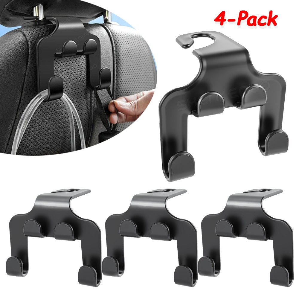 2Pcs / 4Pcs Black Car Headrest Hook Seat Back Hanger Bag Purse Cloth Holder