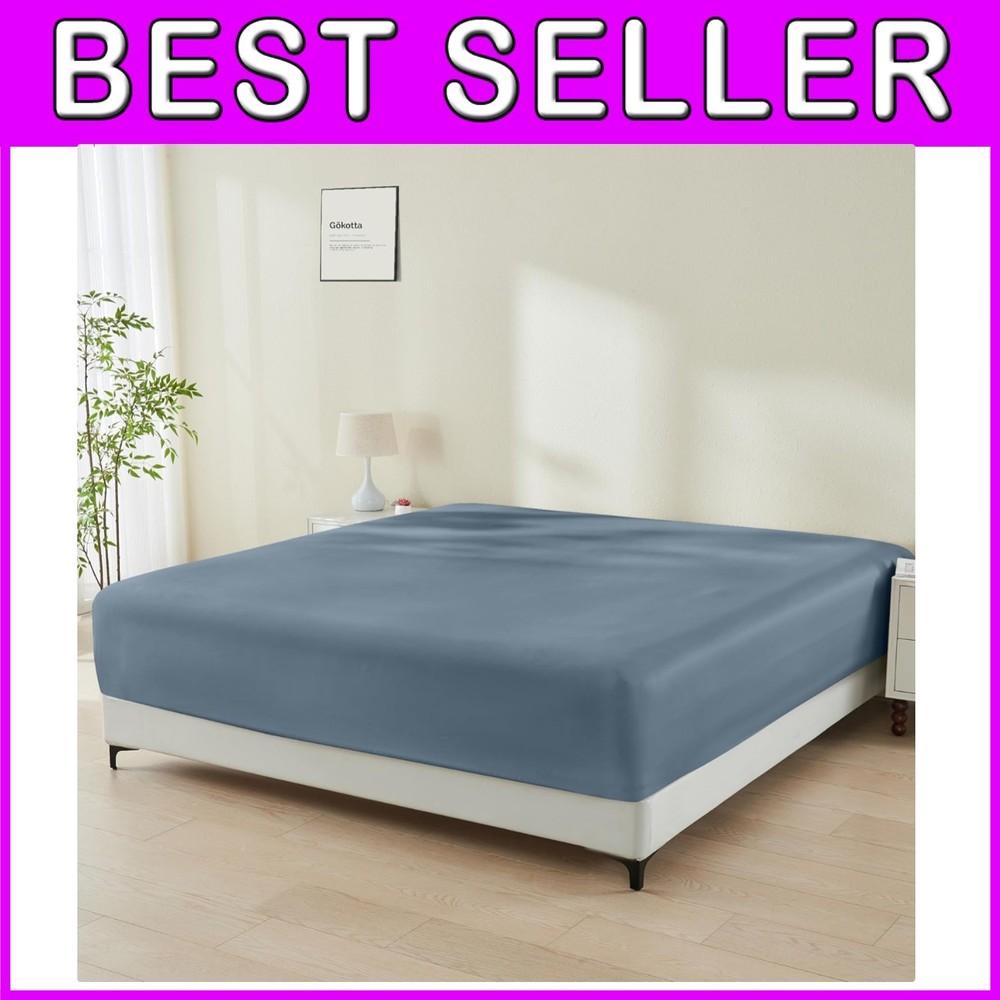 King Size Blue Bamboo Rayon Fitted Sheet - 16