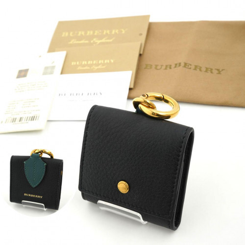 BURBERRY Black Leather Compact Wallet with Coin Pocket 2809