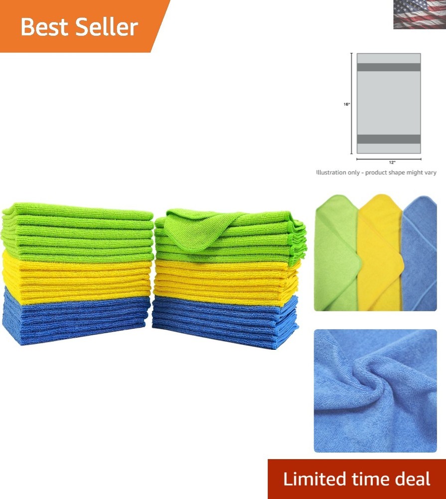 Lint-Free Fast-Drying Microfiber Cloths 12x16 Inches for Home and Car