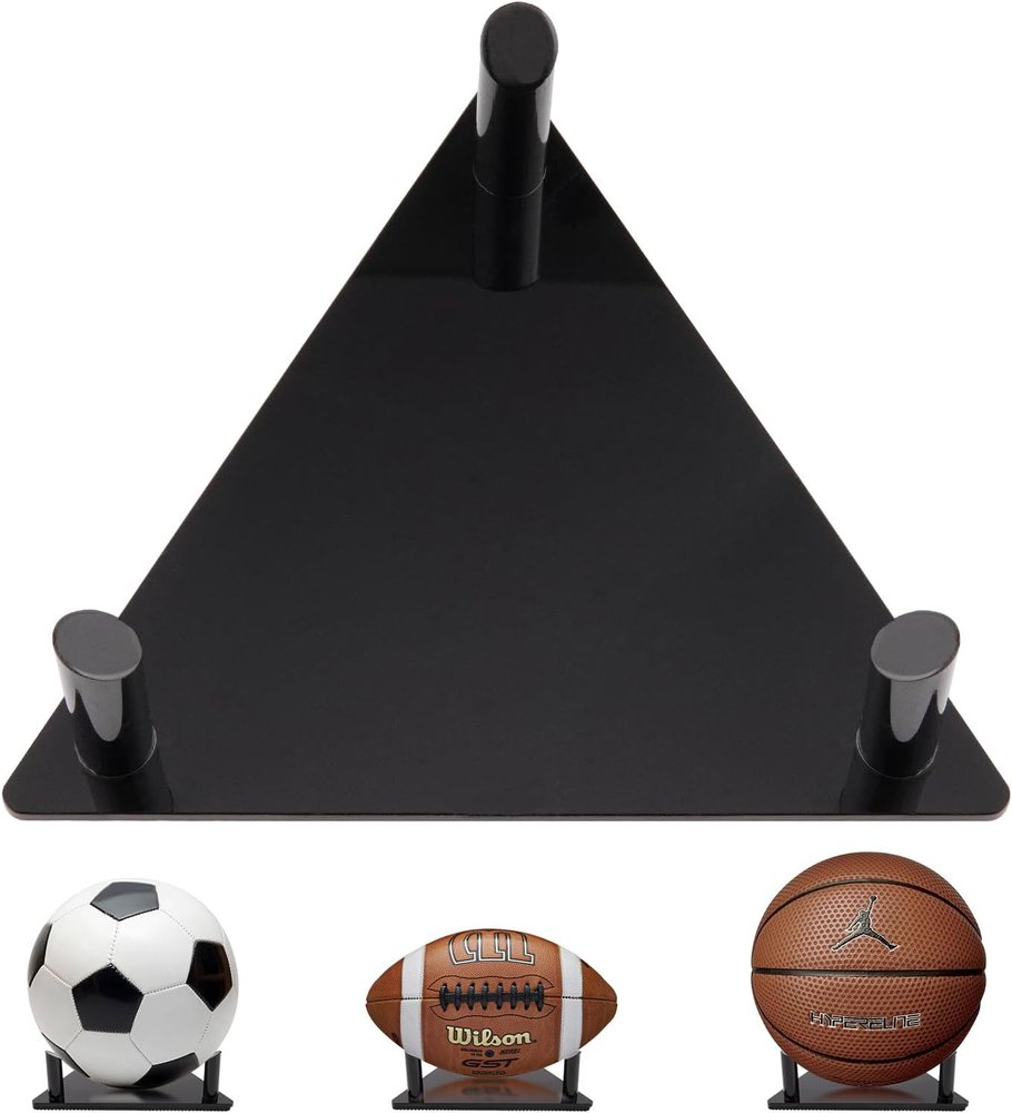 Acrylic Ball Display Stand with Anti-Slip Mat and 1.3-Inch Pegs for Secure Showcase