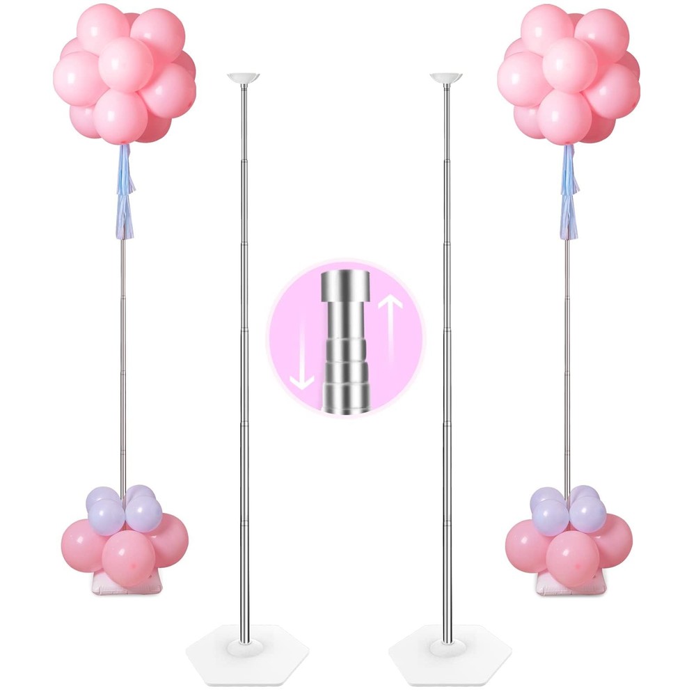 Heavy Duty 80 Inch Adjustable Metal Balloon Column Stand Kit Set of 2