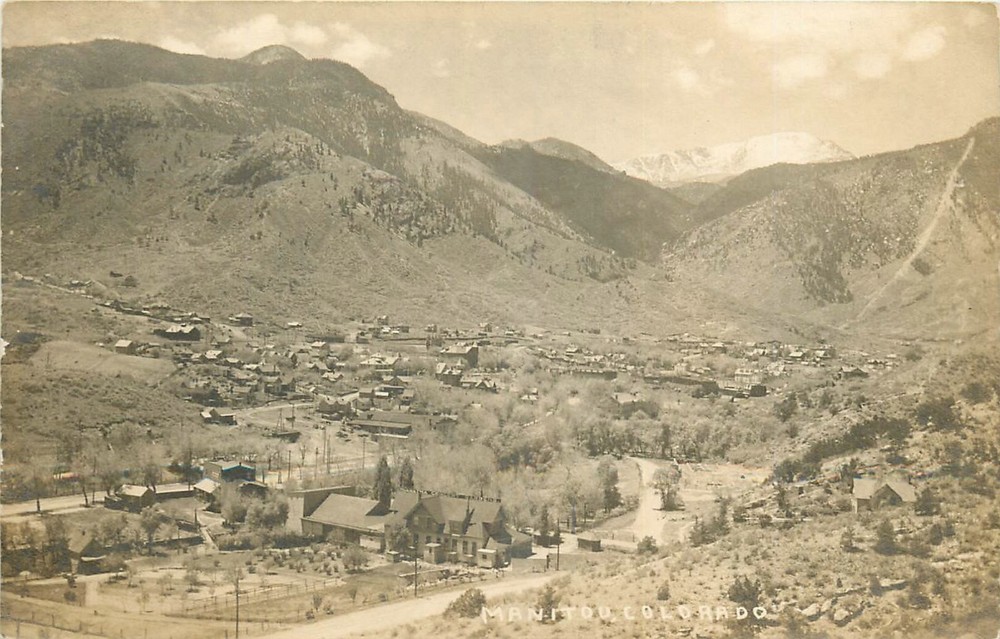 c1910 Manitou Colorado Aerial View Photo Craft Shop RPPC Postcard 25-10938