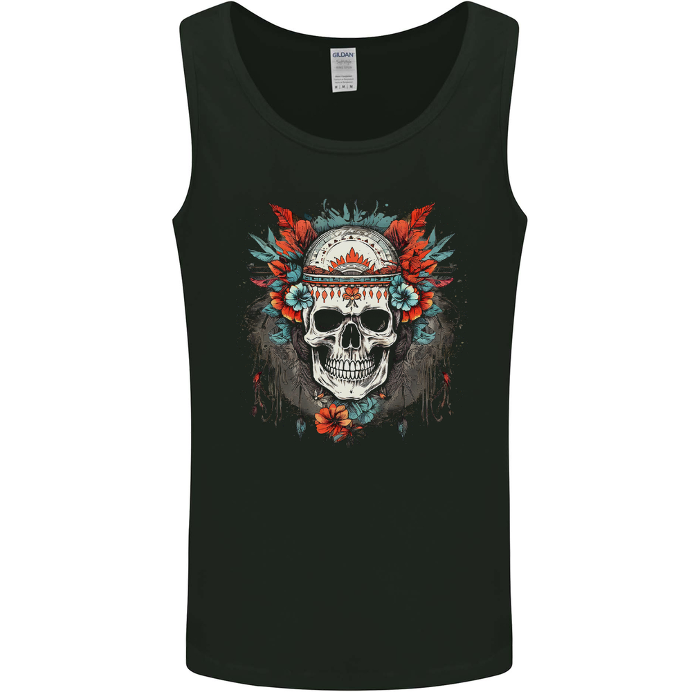 A Bohemian Style Tribal Skull Mens Vest Tank Top