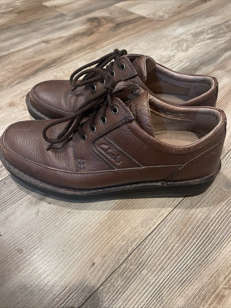 Clarks Men's Brown Leather Lace-Up Oxford Casual Shoes Size 8.5 M EUC