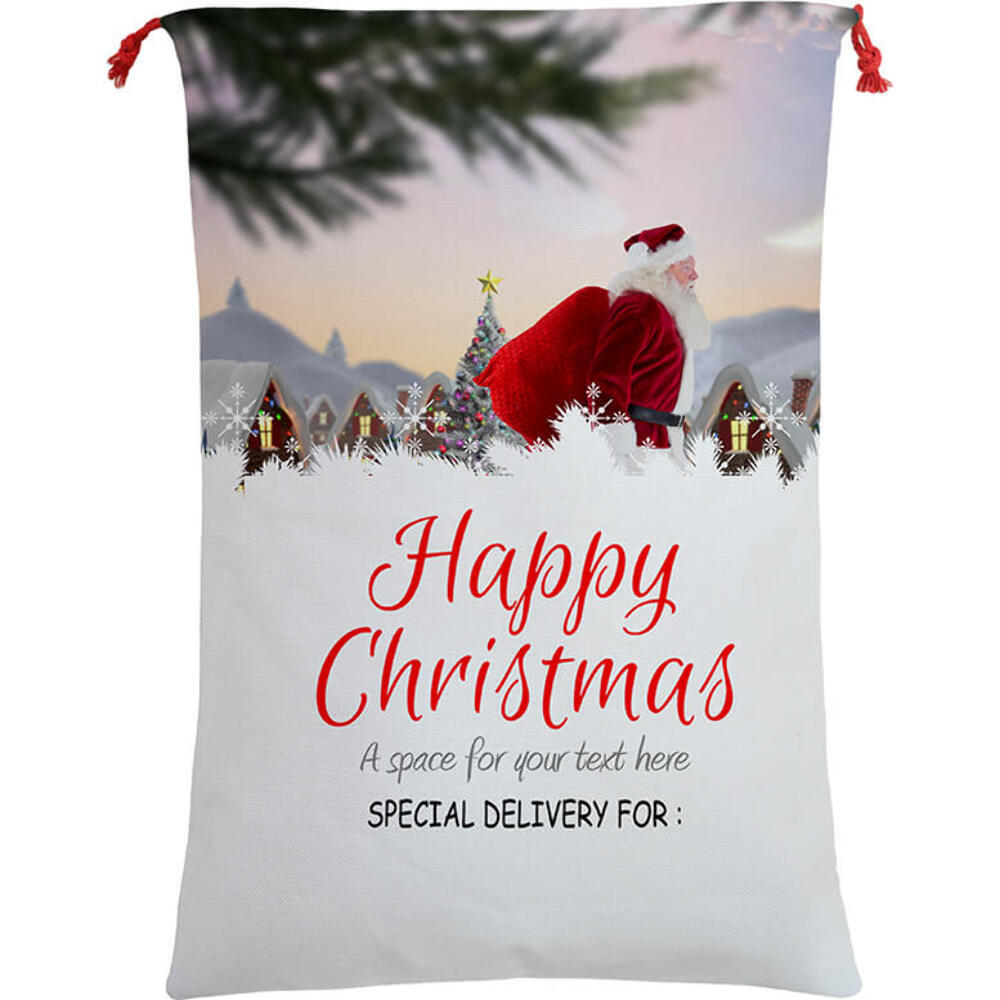 NNEDSZ 50x70cm Canvas Hessian Christmas Santa Sack Xmas Stocking Reindeer Kids G
