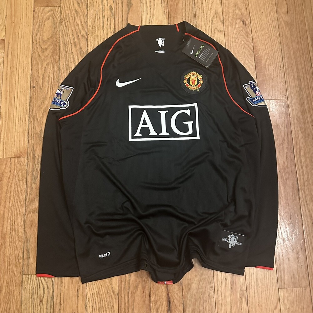 Cristiano Ronaldo Manchester United  2007/08 Black Long sleeve Retro Away Jersey