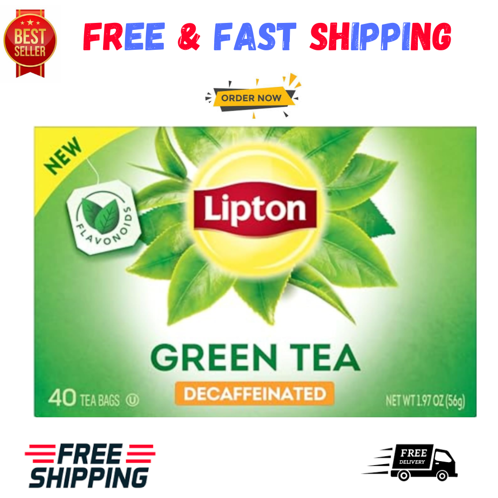 40 Ct. Tea Bags Lipton Green Decaffeinated Tea Box FREE SHIPPING