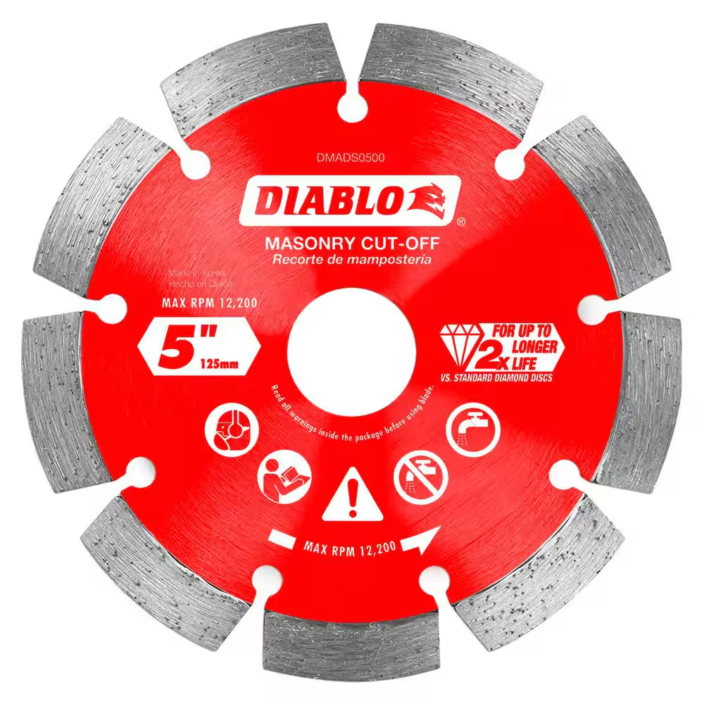 5 In. Diamond Segmented Cut-off Discs For Masonry Diablo Disc Cut Off Cuts New
