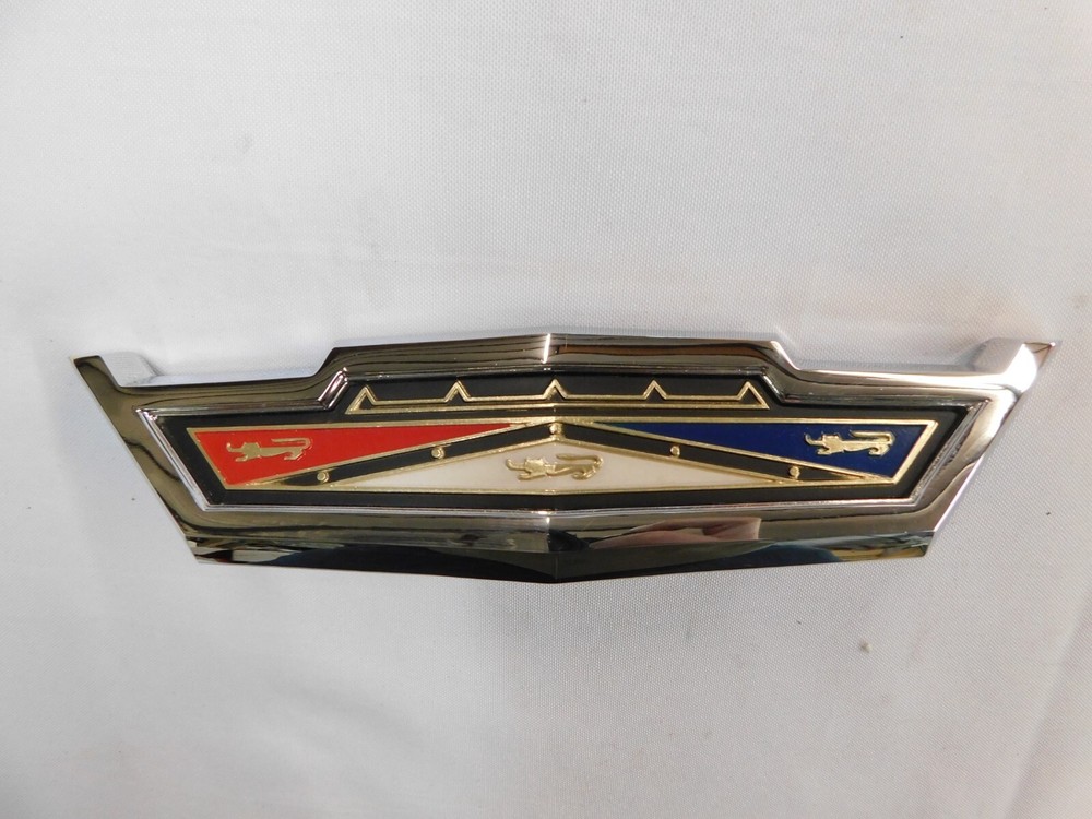 R/C OEM Ford 1964 Galaxie 500 Grille Emblem Ornament Hood Pull Trim + NOS Foil