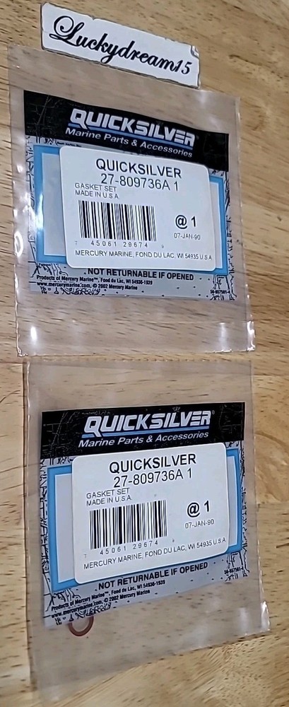 (LOT OF 2) Mercury Quicksilver 27-809736A 1  Gasket Set OEM New Boat Parts