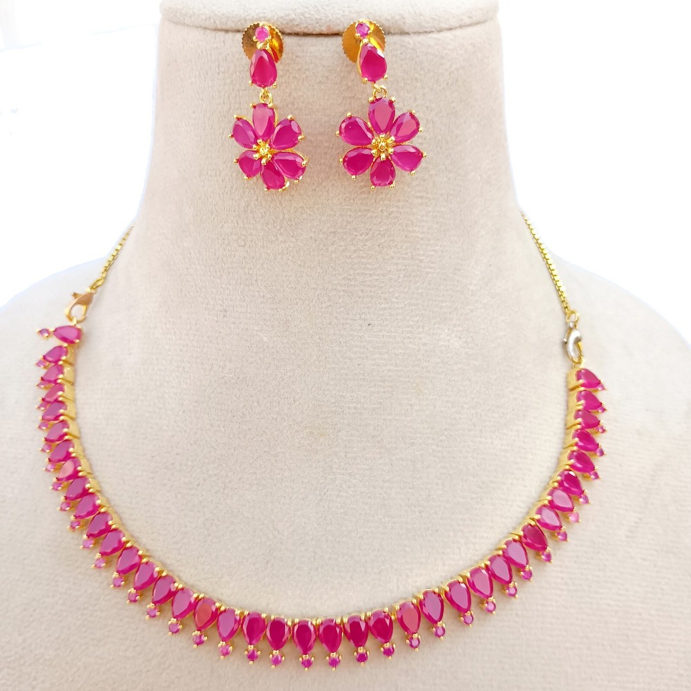 Premium Ruby Necklace jewelry, Gold plated Necklace, South Indian Necklace