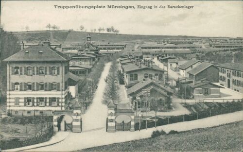 Postcard Münsingen military training area entrance barrack camp 1914 (No. 9671)