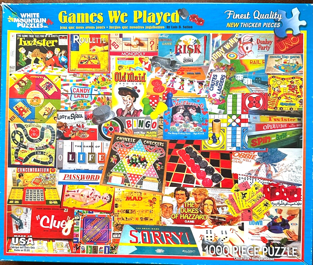1000-Piece Puzzle: Games We Played featuring Dukes of Hazzard Password Monopoly