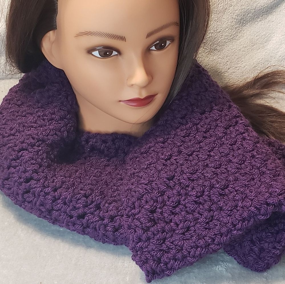 Crochet Winter Scarf, Purple, Unisex, New