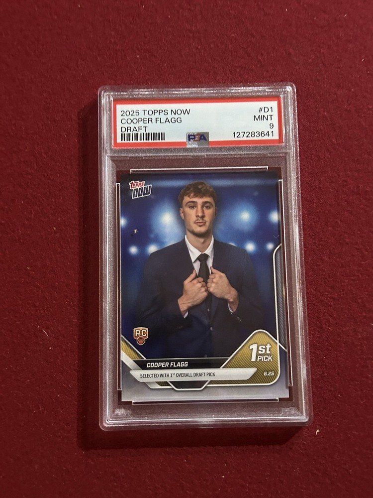 2025 Topps Now Draft Cooper Flagg #D1 RC Rookie PSA 9 MINT Dallas Mavericks