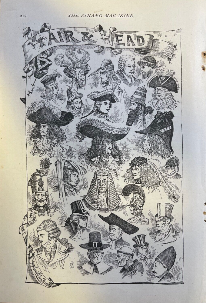 1892 Vintage Magazine Illustration Hair and Hats of the Past Fashion