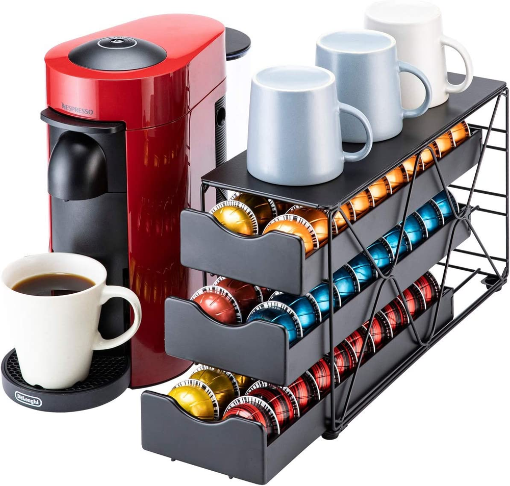 Nespresso Vertuo Pod Holder Drawer Multi-Tier Organizer for 3 Espresso Pods