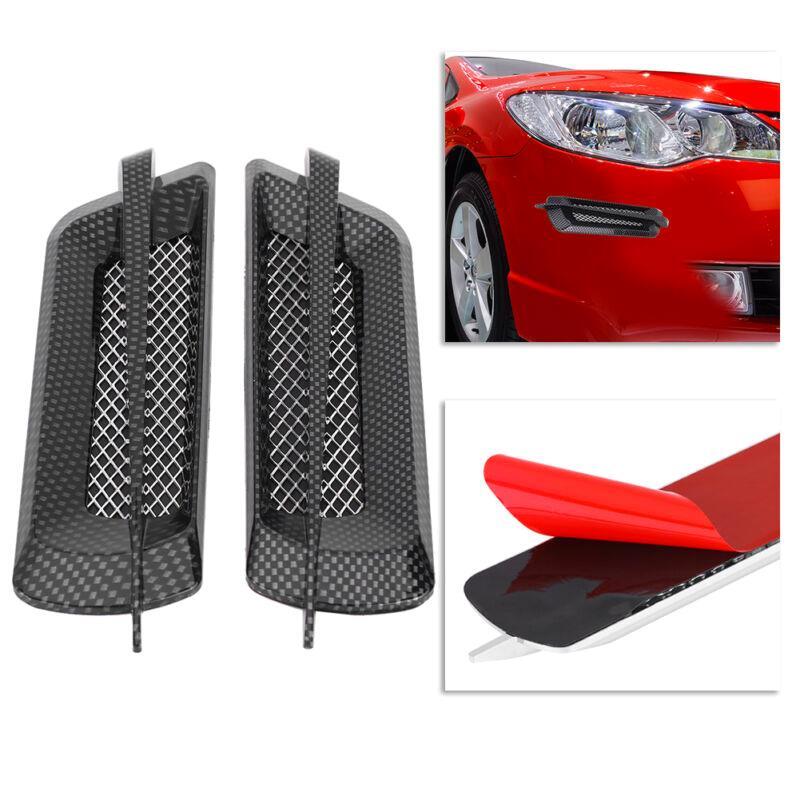 Auto Car Side Vent Cover Intake Grille Sticker Carbon Fiber Style 2Pcs Pack