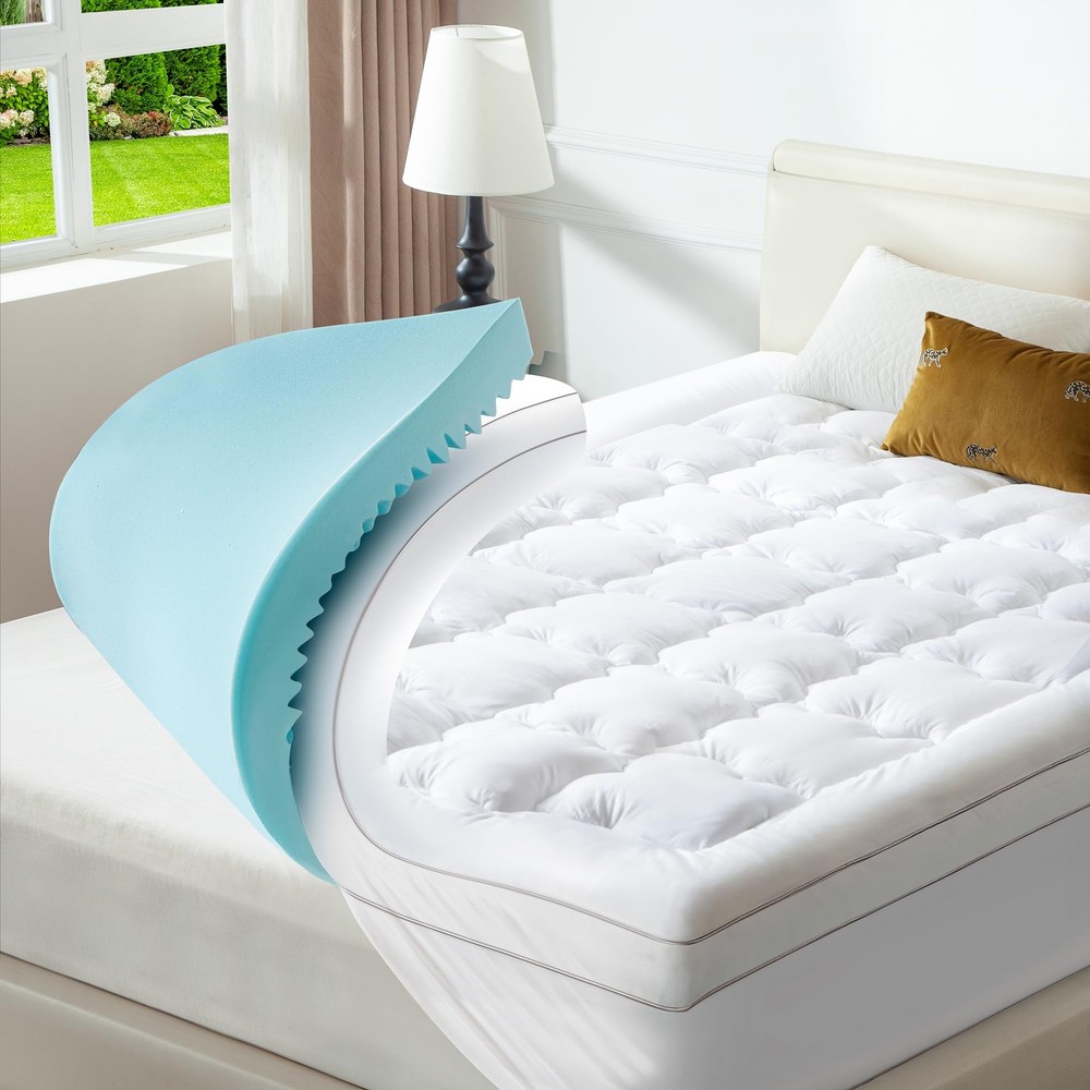 3.5 Inch Memory Foam Mattress Topper Twin, Dual Layer 2 Inch Cooling Gel Egg ...