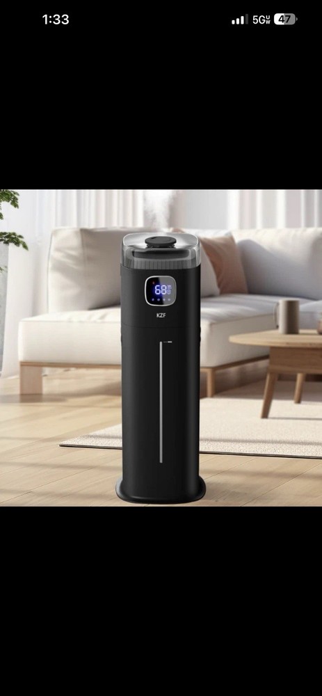 KZF ZG-561 Ultrasonic Cool Mist Humidifier W/Humidistat 360° Nozzle Black