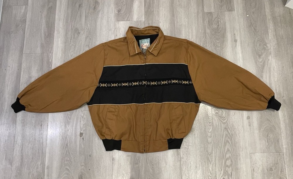 Vintage Brown Aztec Southwestern Jacket by Canyon Guide Outfitters USA Made Size 3XL